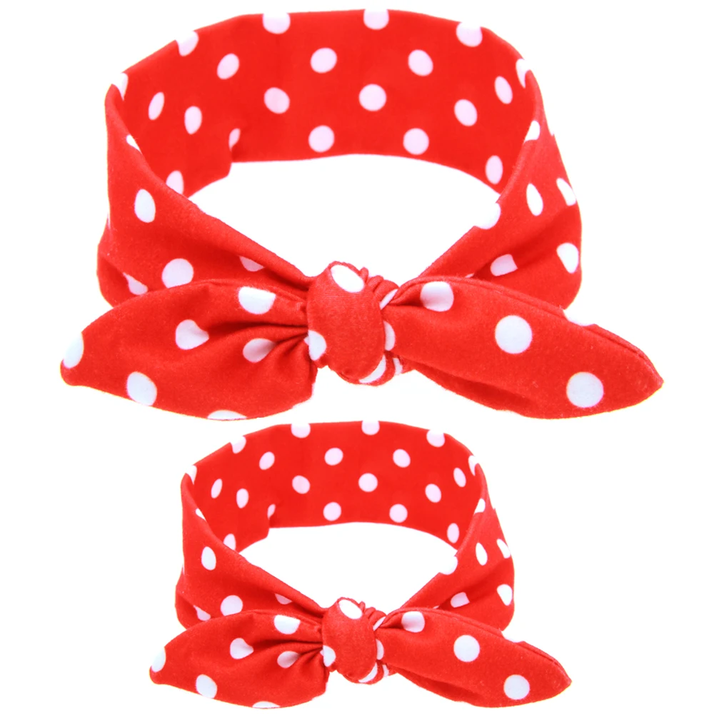 

2pcs/set (Mom+Baby) Hair Ties For baby Girls Haar Hair Accessories Rabbit Ears Headbands Knot Bow Cotton Bow Stretch Hoop kk1820