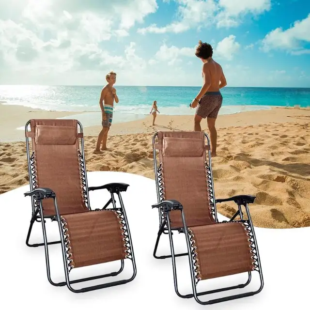 2Pcs Iron Pipe Folding Chairs with Saucer Rest Nap Chair Bed Lounge Furniture for Home Office Outdoor Fishing Chair 2