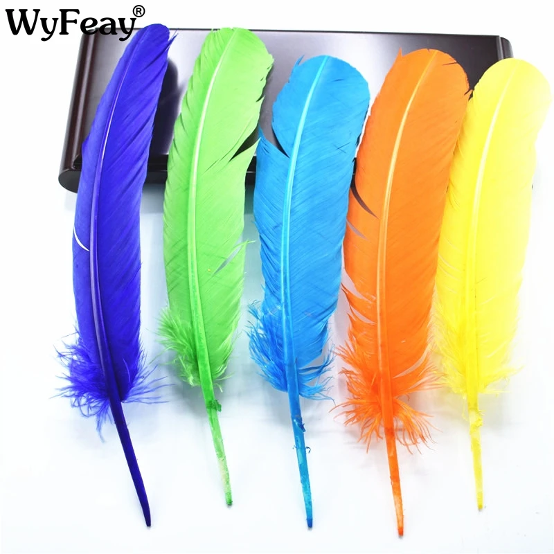 

10pcs/Lot 25-30CM 10-12inch White Color Real Natural Turkey Feathers Plumes Extensions Goose Feathers For Crafts Costume Plumes
