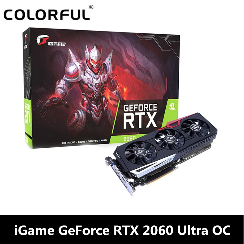 Оригинальная Красочная видеокарта iGame GeForce RTX 2060 Ultra OC для игр, 6 ГБ, GDDR6, 192 бит, 1755 МГц, одна клавиша, карта разгона