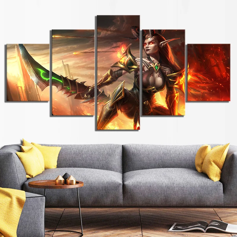  5 Piece Classic Game WOW Warcraft DOTA 2 Painting Poster Decorative Mural Art Room Wall Decor Canva