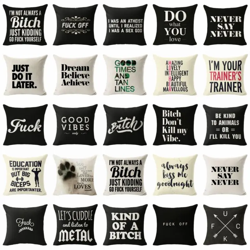 

HGLEGYWPillow Case Letters Home Cover Intersting Pillow Linen Funny Standard