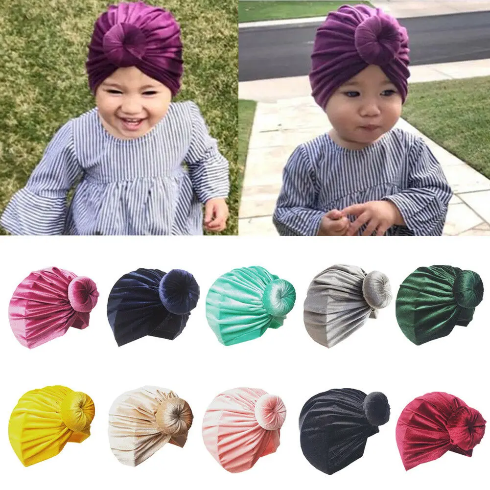 

Pudcoco Baby Kids Hat Baby Indian Twist Knot Bonnet Chemo Turban Cap Beanie Hat Head Scarf Wrap Solid