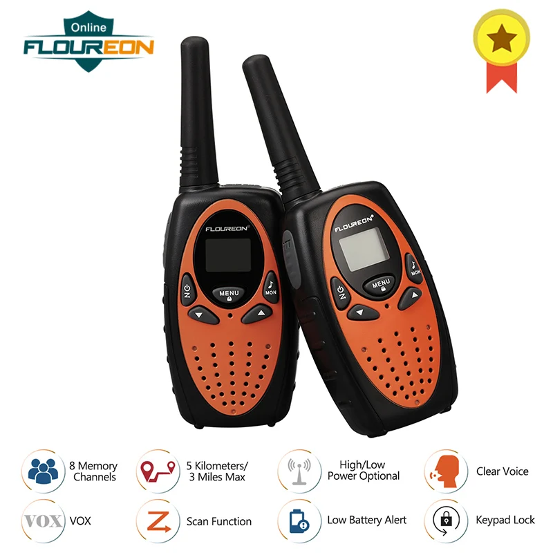 FLOUREON XF 638 8 каналов Walkie Talkies PMR 446MHZ VOX двухстороннее радио 3 мили дистанционная
