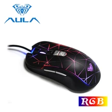 AULA игровая мышь USB Проводная 2000 dpi 7 кнопок RGB подсветка эргономичная для компьютера ноутбука настольная профессиональная геймерская мышь#960