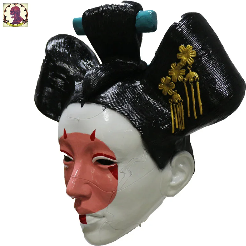 Реалистичные взрослых Хэллоуин Элитный латекс полной головки японские гейши маска для карнавальный костюм