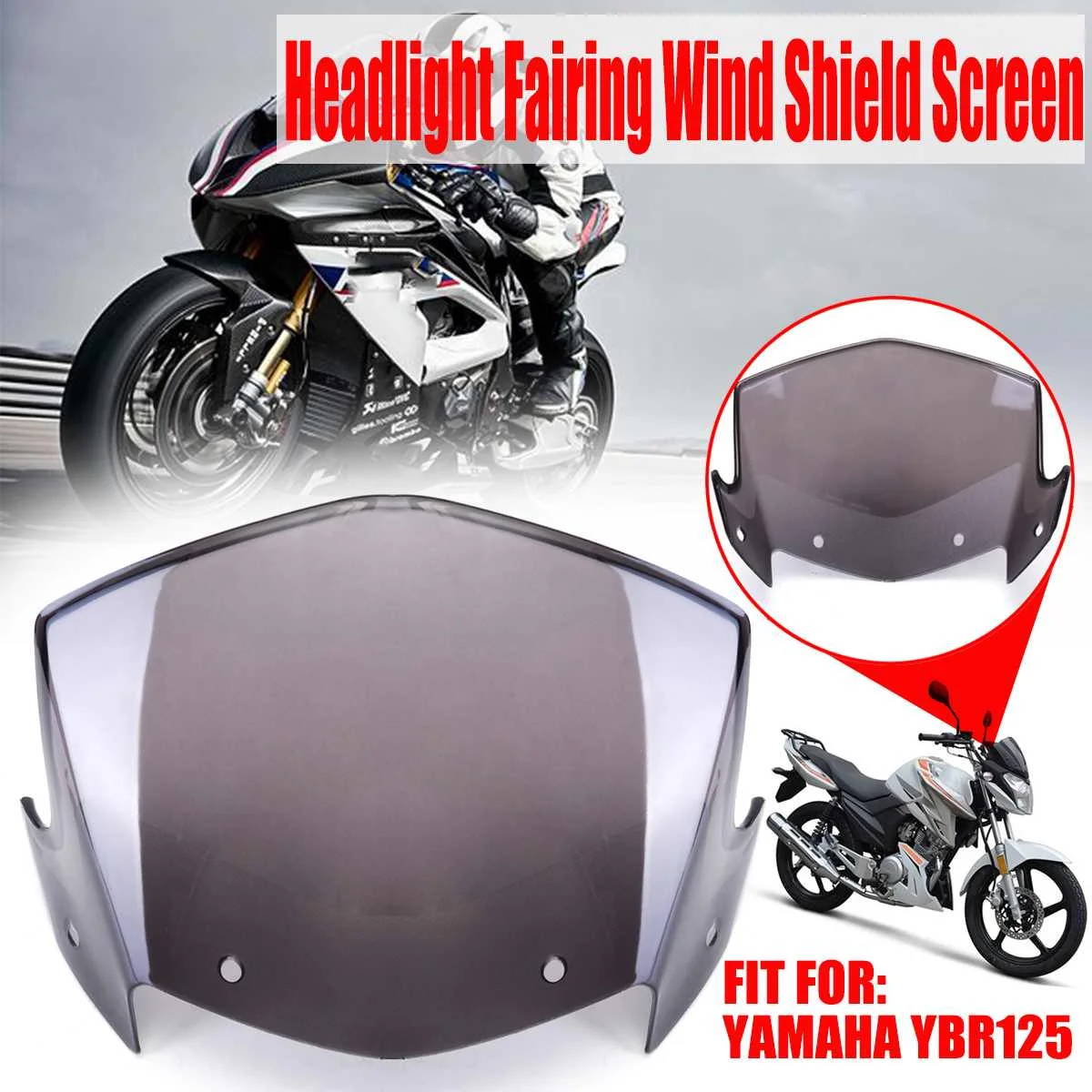

for Yamaha YBR 125 Headlight Fairing Wind Shield Screen with Accessories Transparent Brown Motor Windshield Screen 2014-2017
