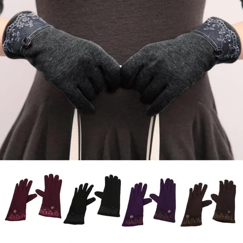 

Women Lace Gloves Touch Screen Mittens Sheep Winter Warm Gants Tactile Glove 5 Colors Fashion Elegant for Female