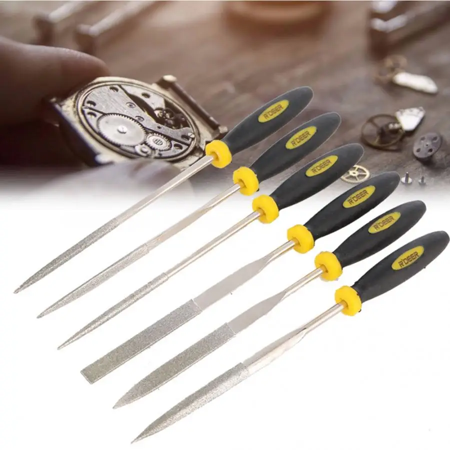 

Professional 6PCS Handheld Metal Files Watch Repairing polishing carving Accessory Watch Fixing Tool Needle Files for Watchmaker