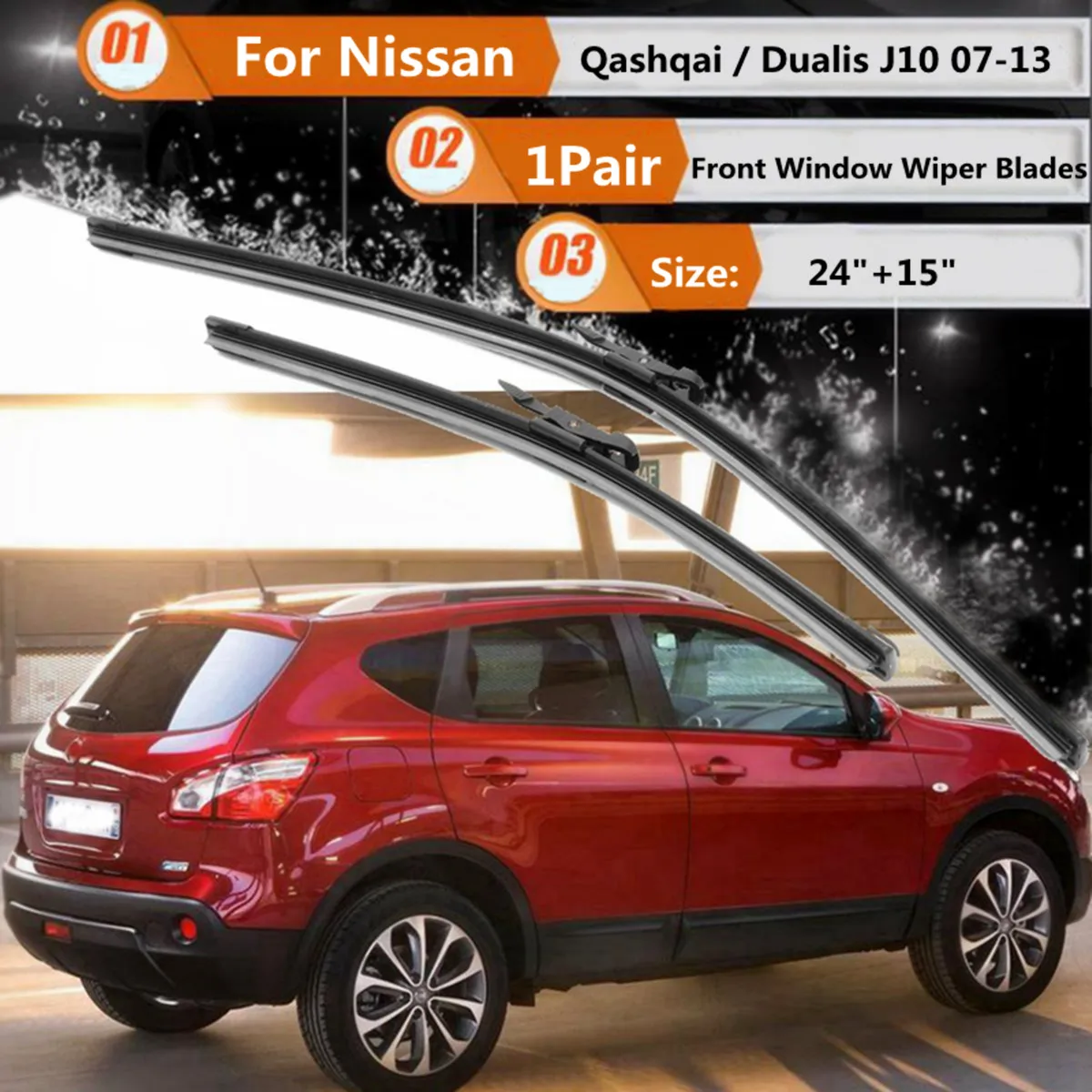 

1Pair Flexible Front Windscreen Window Wiper Blades For Nissan Dualis J10 07-13