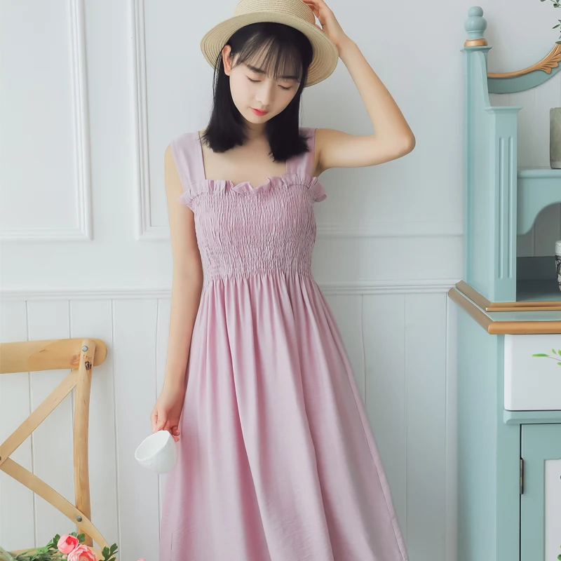

Casual strap Knee-length women dress summer chiffon dresses holidy solid beach female dress vestidos