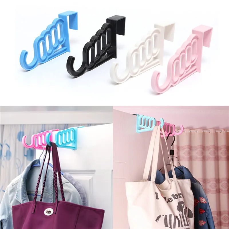 

1Pcs Plastic Cabinet Door 4 Hole Hook Hanger Robe Hooks Portable Clothes Towel Rack Holder Suit For Bathroom Door