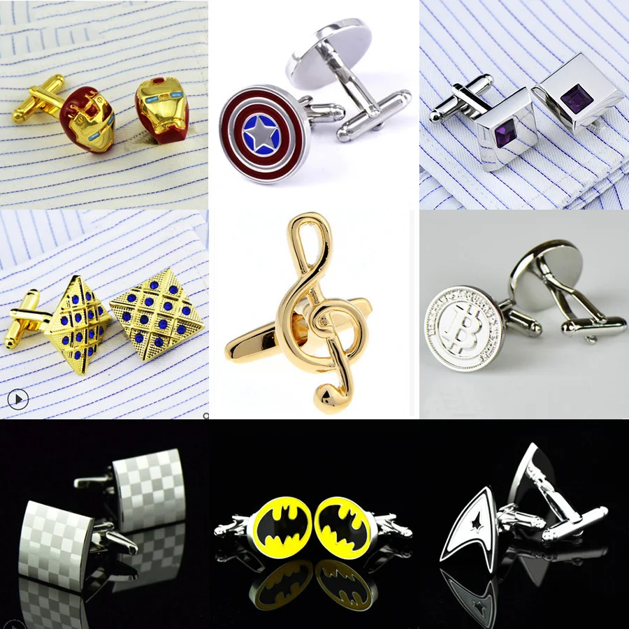 

jingyang French Cufflinks Movie Anime Red Star Sleeve Nails Us Captain Batman Cufflinks Golden Red Cufflinks Bitcoin Cufflinks
