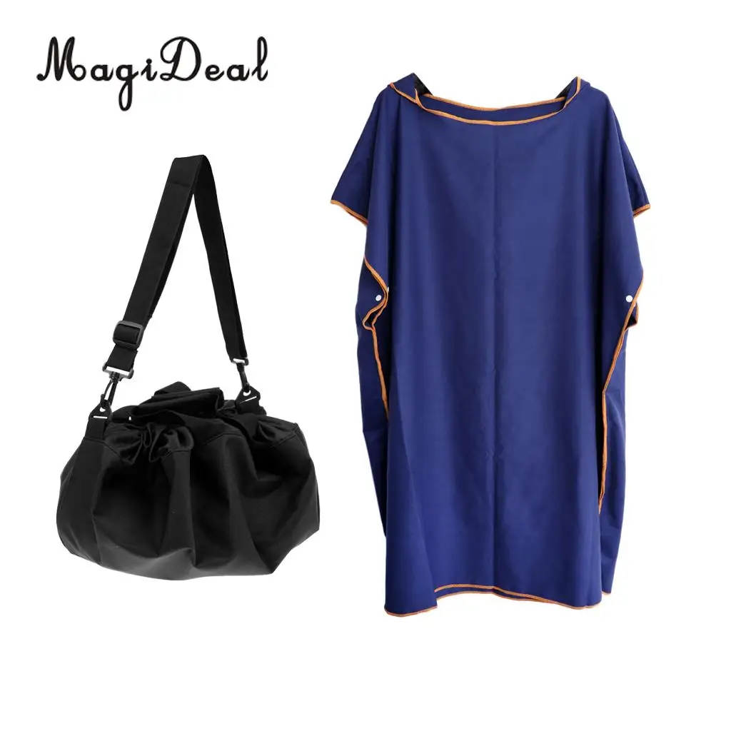 

Adults Men Women Hooded Robe Beach Surf Poncho Changing Towel + Wetsuit Changing Mat with Handles Strap Pocket