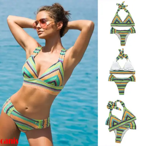 

Women Push-up Padded Bra Bandage Bikini Set Swimsuit Triangle Swimwear Bathing
