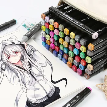 

60 Colors Colorful Dual Tips Marker Pen Alcohol Based Ink Double-Ended Sketch Markers Drawing Painting Coloring Calligraphy Toy