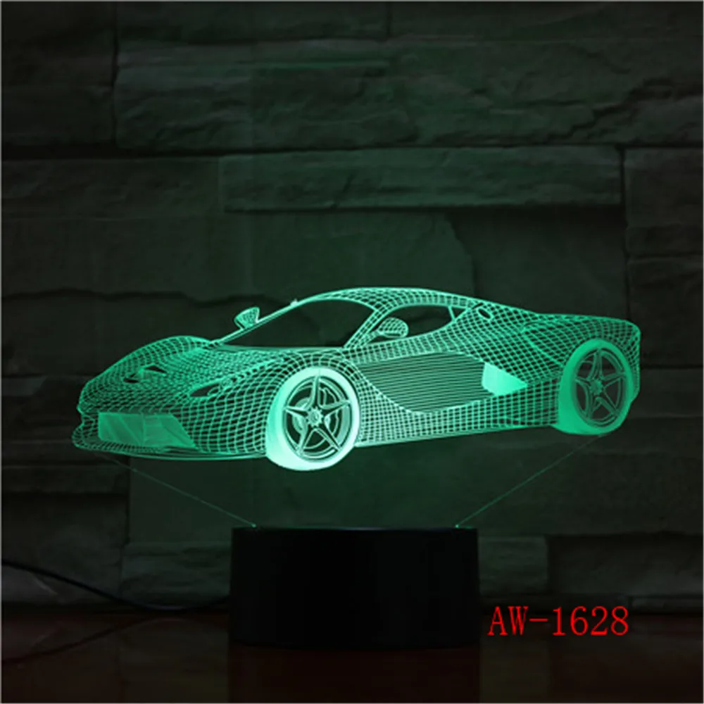 Современный Супер спортивный автомобиль 3D 7 цветов лампа визуальные