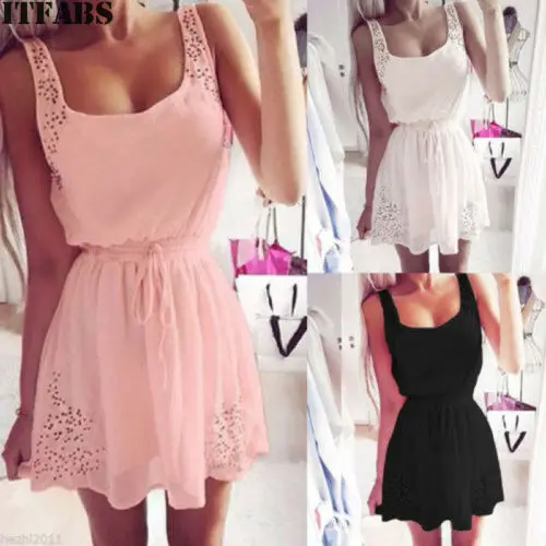 

New Fashion Sexy Womens Summer Casual Short Dress Beach Waistbanded Evening Party Sundress