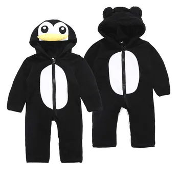 

Newborn Kids Baby Boy Girl Soft Plush Penguin Bear Rompers Hooded Jumpsuit Winter Warm Outfit Clothes