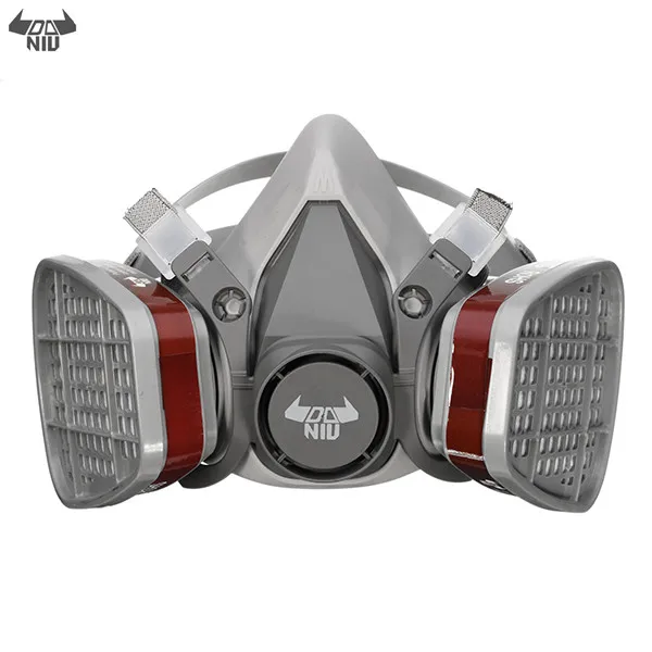 

DANIU 6200 N95 Double Gas Mask Protection Filter Chemical Half Face Respirator Mask Sprays Face Mask Gas Respiator Anti Dust