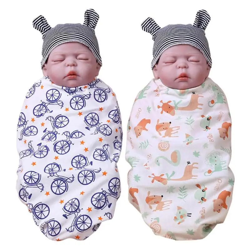 

Cute Baby Swaddle Cartoon Print Sleeping Wrap Infant Blankets Photo Props