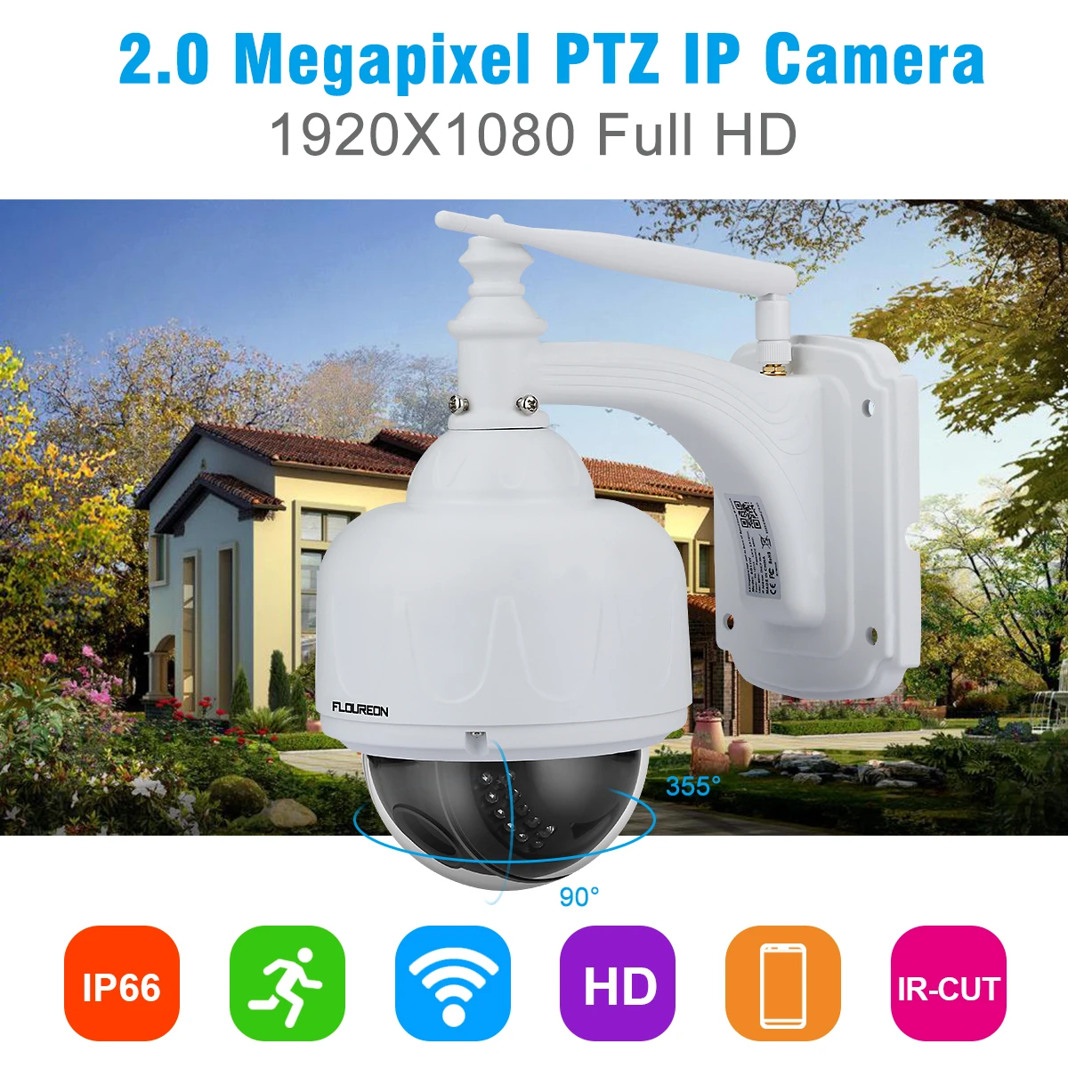 FLOUREON 1080P Wifi 2 7 13 5 мм H.264 беспроводная CCTV безопасность TF Micro SD карта 5xzoom IR CUT IP66