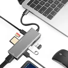 8 в 1 Тип-C USB3.0 концентратор адаптер Тип usb C до 4 К HDMI RJ45 конвертер PD Тип-C USB 3,0 Card Reader Hub кабель для ноутбука Macbook