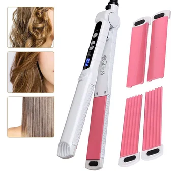 

brand 3in1 electric splint changeable plate liquid crystal electric splints straightener corn must curler ceramic styling tools