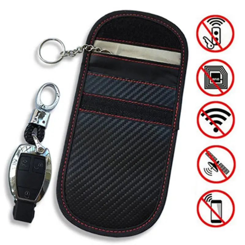 

Car Key Signal Blocker Pouch Carbon Fiber Protector Keyless Remotes Control Entry Guard Signal Blocking Pouch Auto Accessories
