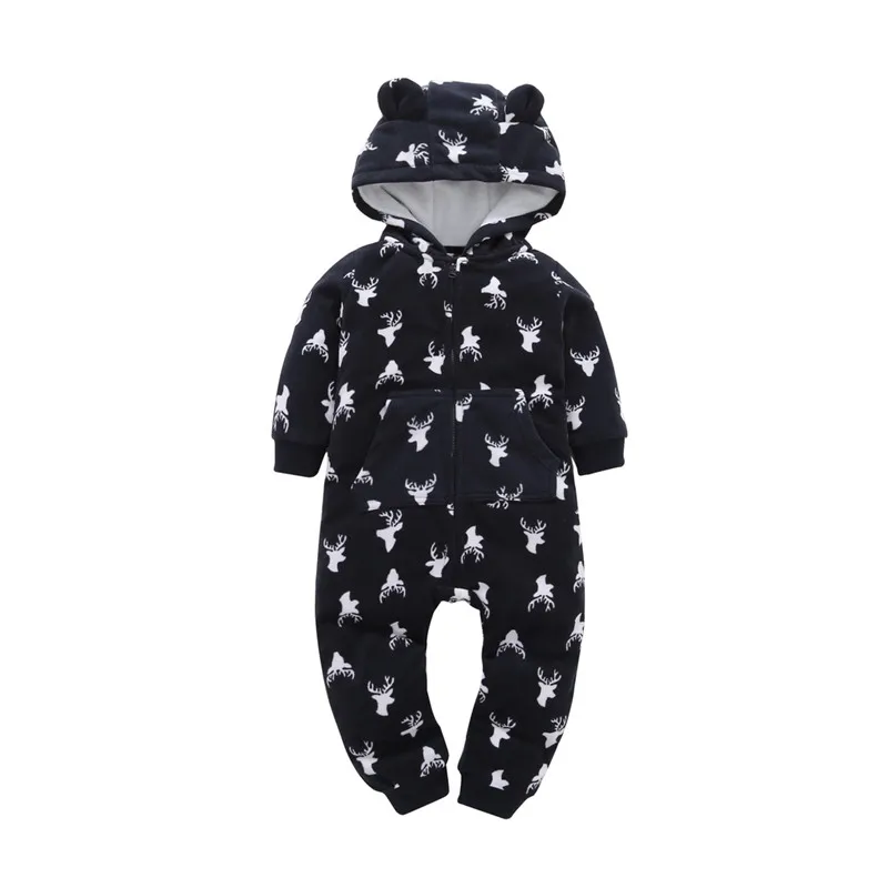 

CANIS Baby Rompers Long Sleeve Winter Warm Newborn Kid Baby Boy Girls Xmas Hooded Clothes Romper Jumpsuit Outfits Bebe Rompers