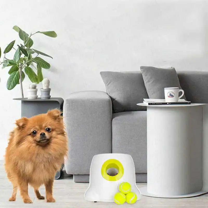

IALJ Top Dog Pet Toys Tennis Launcher Automatic Throwing Machine Pet Ball Throw Device Section Emission With 3 Balls Us Plug