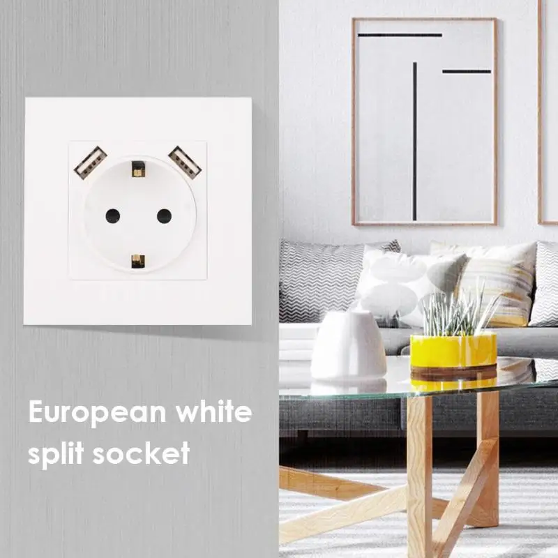 

Electrical Wall Socket Double USB Port 220-250V 16A Socket Power Outlet Wall Charger Adapter EU Plug Socket Power Outlet