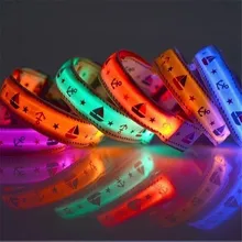 Christmas Nylon LED Pet Dog Collar,Night Safety Flashing Glow In The Dark Dog Leash,Dogs Luminous Fluorescent Collars Pet Light