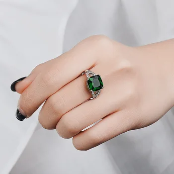 

Silver Color S925 Sterling Sapphire Ring for Women Ruby Anillos De Turquoise Bizuteria topaz Gemstones Green jade jewelry ring
