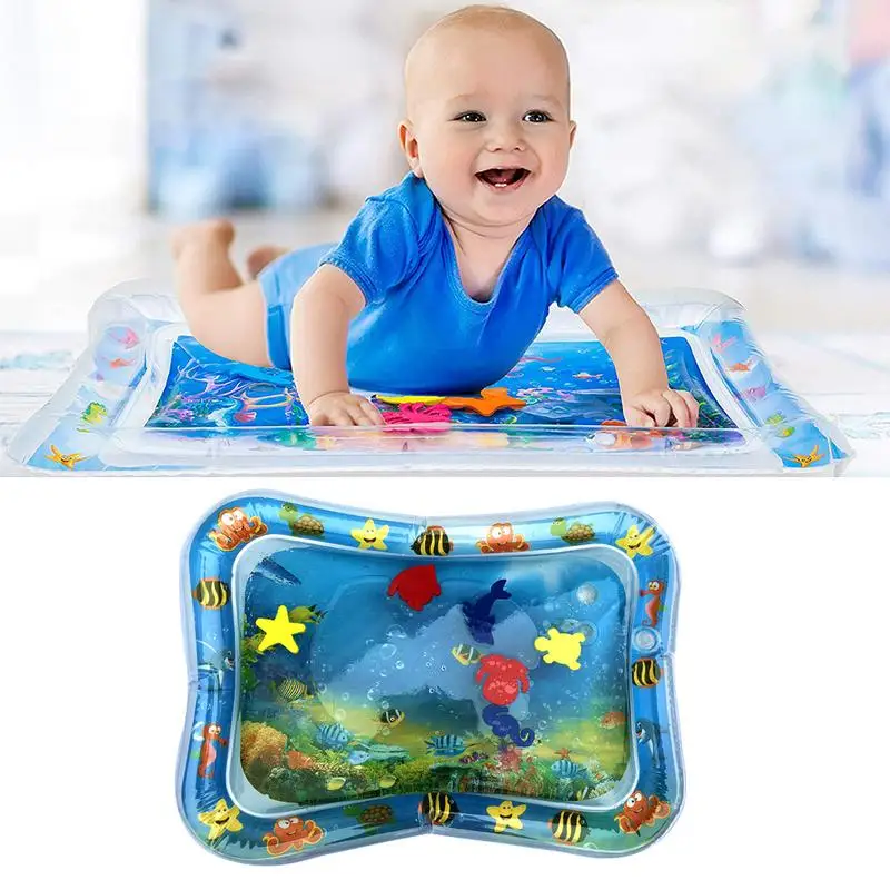 Baby Inflatable Patted Pad - Baby Inflatable Water Cushion - Prostrate Water Cushion Pat Pad Crawling Mat Game Pad Ocean Fish 