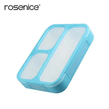 

Thin Lunch Box with 3 Compartments Reusable Food Storage Containers with Lid Portion Lunch Container