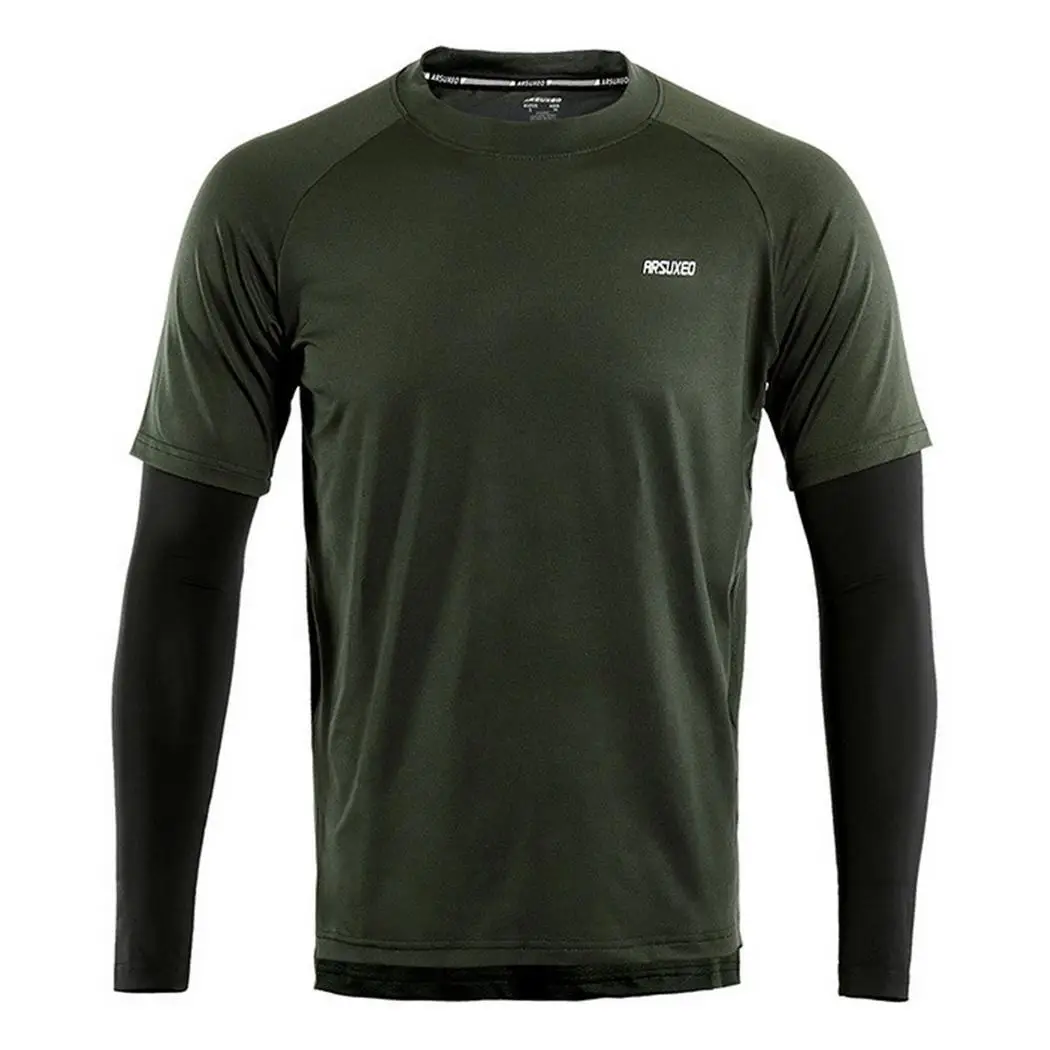 

Men O-Neck Long Sleeve Patchwork Running Cycling Jersey Top Running, Wear Regular Loose Spring, Autumn, Winter