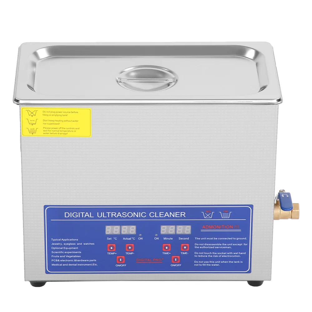US $107.10 220v 6L Ultrasonic Jewelry Cleaner With Knob Control Timer Heater Stainless Baskets For Ring Glasses Tooth False