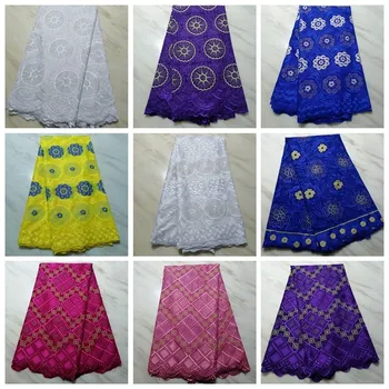 

100% Cotton Lace Stone Fabric Wholesale African Voile Lace Cotton High Quality Swiss Cotton Voile Lace For Nigerian Women Dress