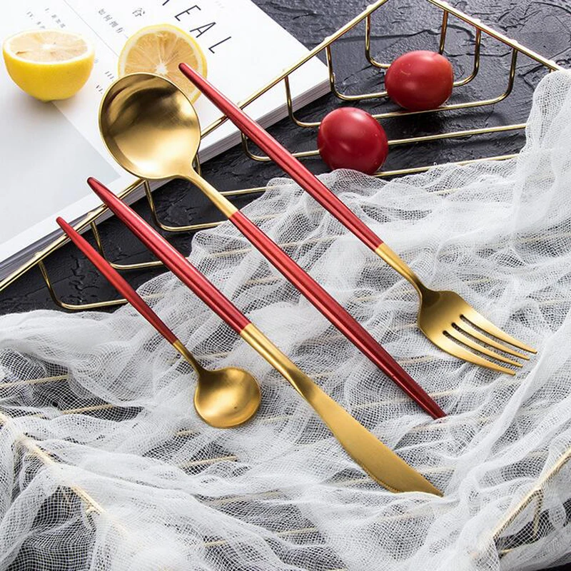 

4 Pcs/set Tableware Set 304 Stainless Steel Cutlery Set Western Food Knife Fork Spoon Teaspoon Cutlery Set