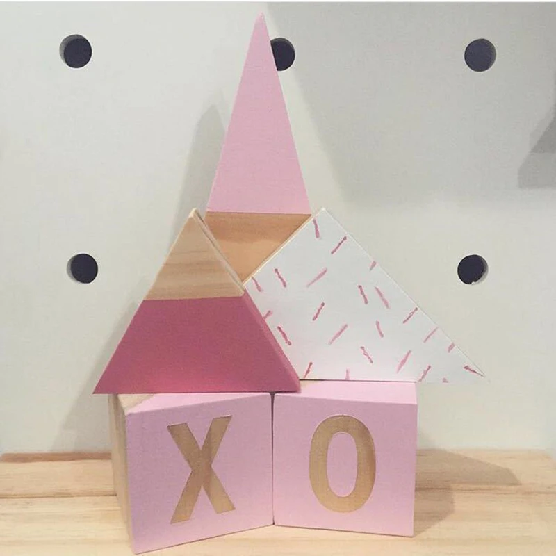 

2pcs INS Nordic Woodland Wood Mountain home decoration accessories Wooden Blocks Children's Room Decoration Ornaments Kids Toys