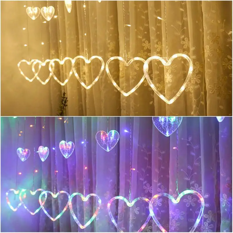 

LED string lights in the shape of heart curtain Christmas led wedding Valentine Day Party fairy lights