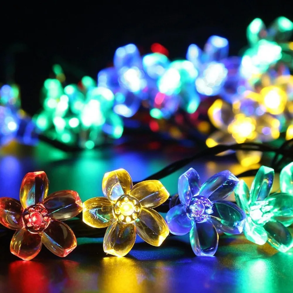

New 50LED Solar Powered Blossom Flower String Lights LED Fairy Light Wedding Christmas Party Festival Outdoor Indoor Garden