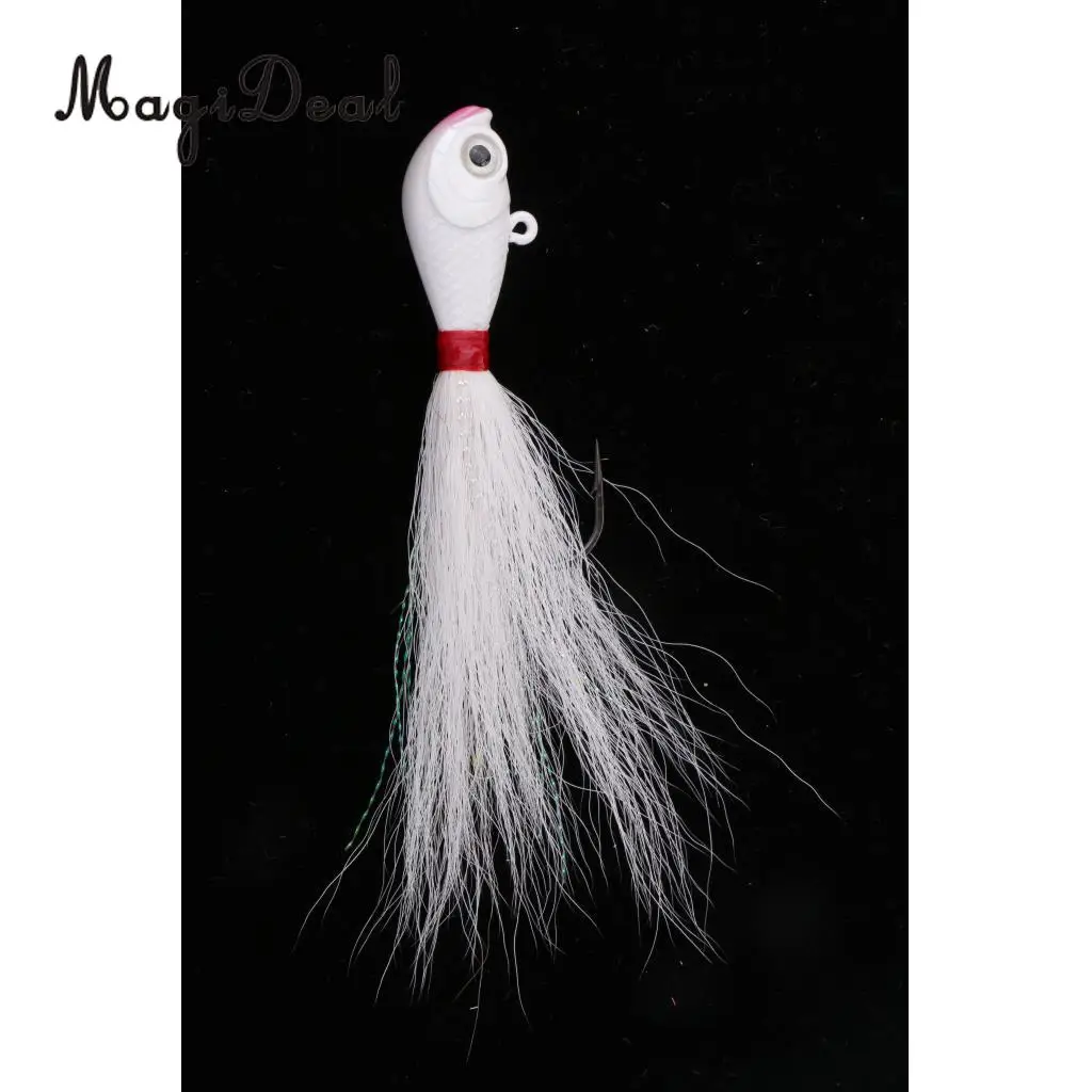 Bucktail Джиг, приманка для рыбалки, 3D глаза, морская пресноводная 42 г, приманка для серфинга, ловли окуня