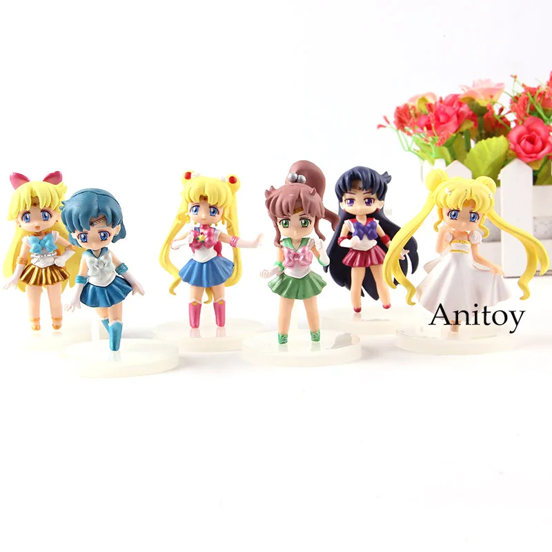 

Princess Serenity Sailor Mars Venus Jupiter Mercury Sailor Moon Anime Figure Action PVC Collection Model Girls Toys 6pcs/set