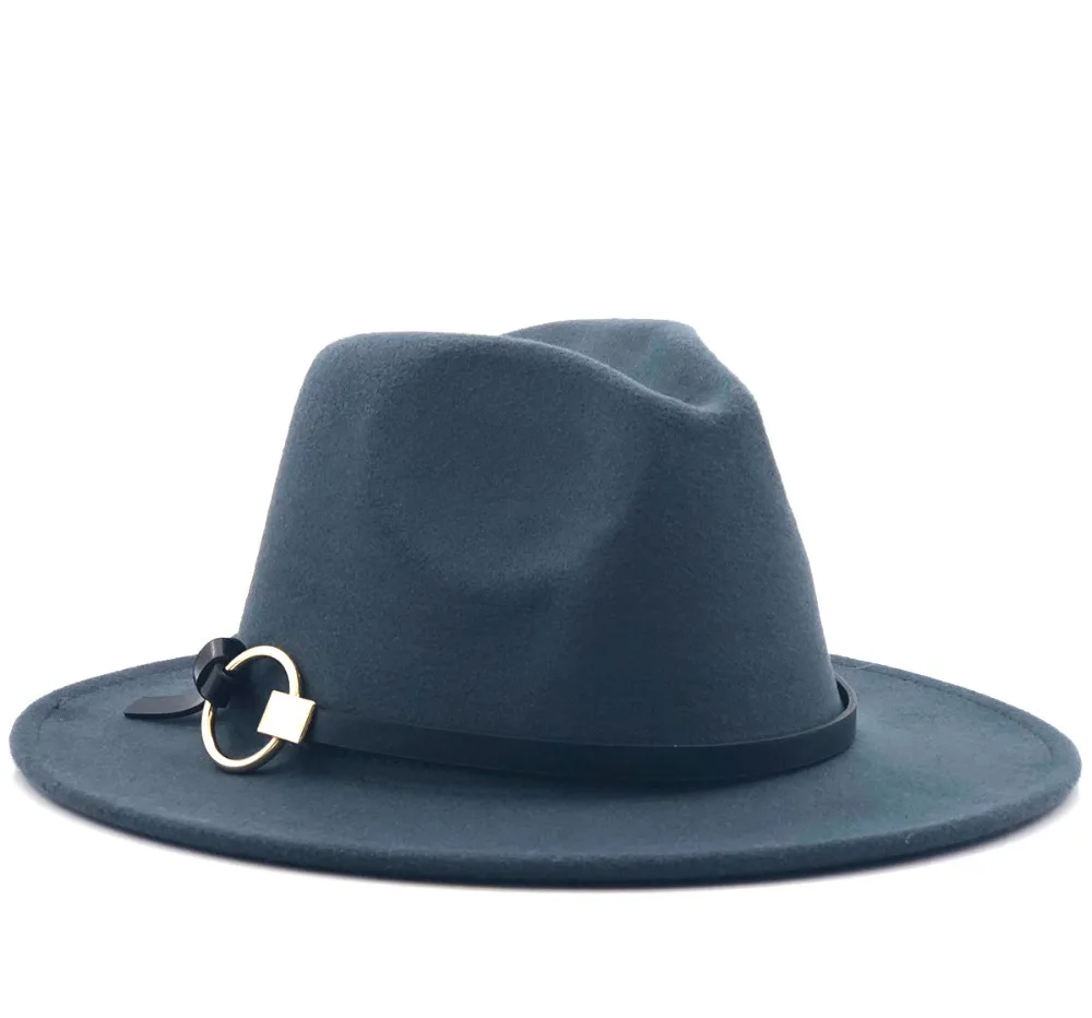 Felt Hat Men Fedora Hats with Belt Women Vintage Trilby Caps Wool Fedora Warm Jazz Cap Panama Hat