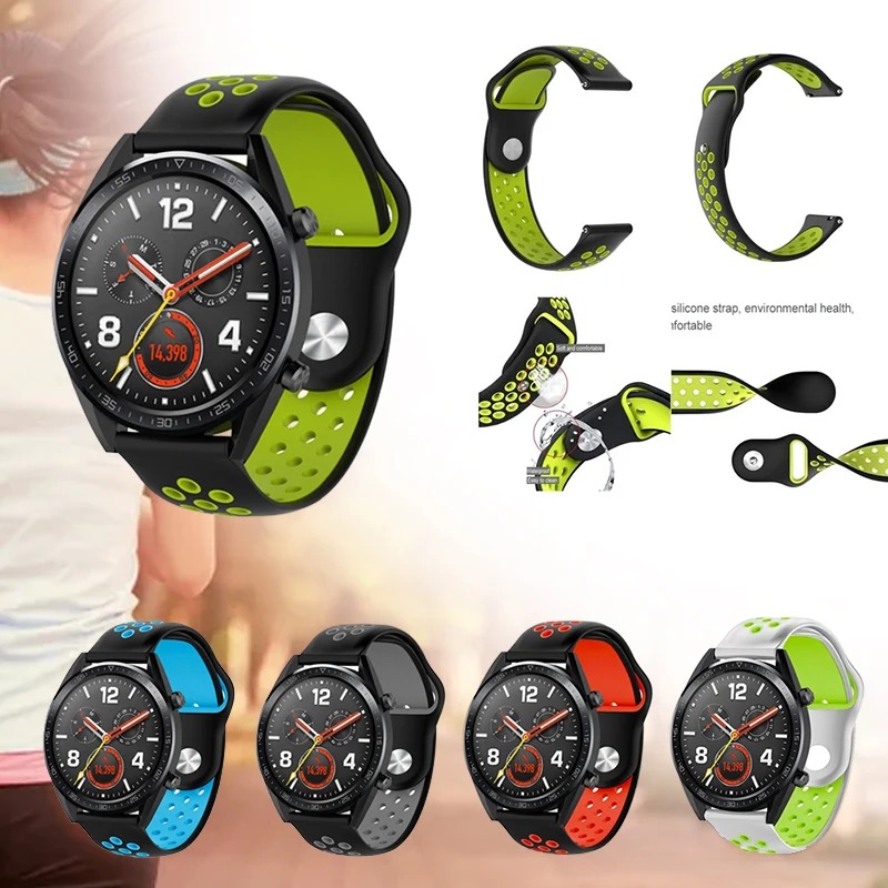 

22MM Replacement Silicone Bracelet Strap Watch Band For Huawei WATCH GT Double Color Rubber Watchband For Huawei WATCH GT