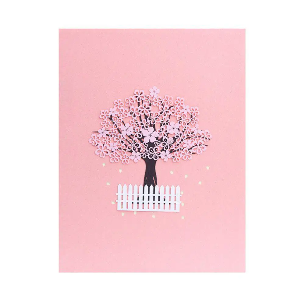  3D Pop Up Maple Cherry Blossom Tree Greeting Card Paper Silhouette for Birthday Blessing Wedding In - 33011771992
