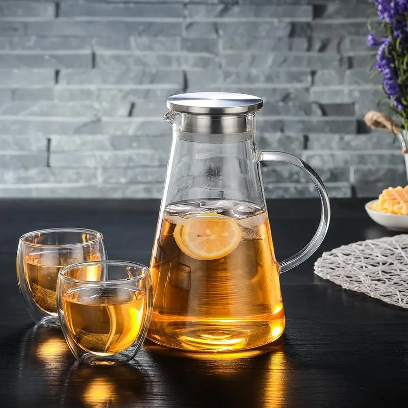 

1800ml Cone Explosion-proof Heat-resistant Glass Cold Kettle Hotel Restaurant Breakfast Juice Bottle