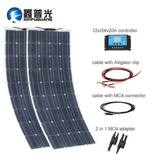 200 Вт, 18 в, 100 Вт, солнечная панель, Гибкая солнечная панель, Монокристаллический Модуль 36 ячеек, эффективный кабель, аккумулятор, RV, для яхты, автомобиля, домашнего зарядного устройства